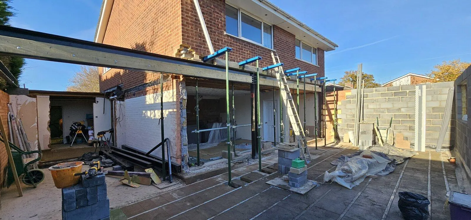 Steel frame extension under construction — structural calculations in Kent