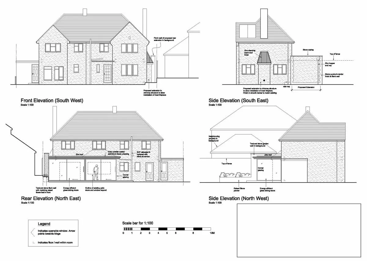 Example architect's elevation drawings used to inform a structural design