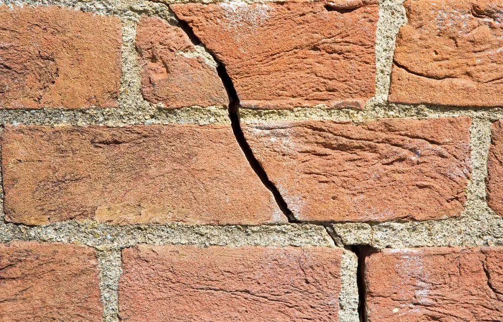Close-up of a crack in brickwork
