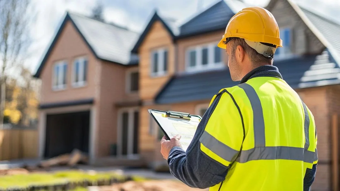 Structural engineer inspecting a new-build property during a snagging inspection
